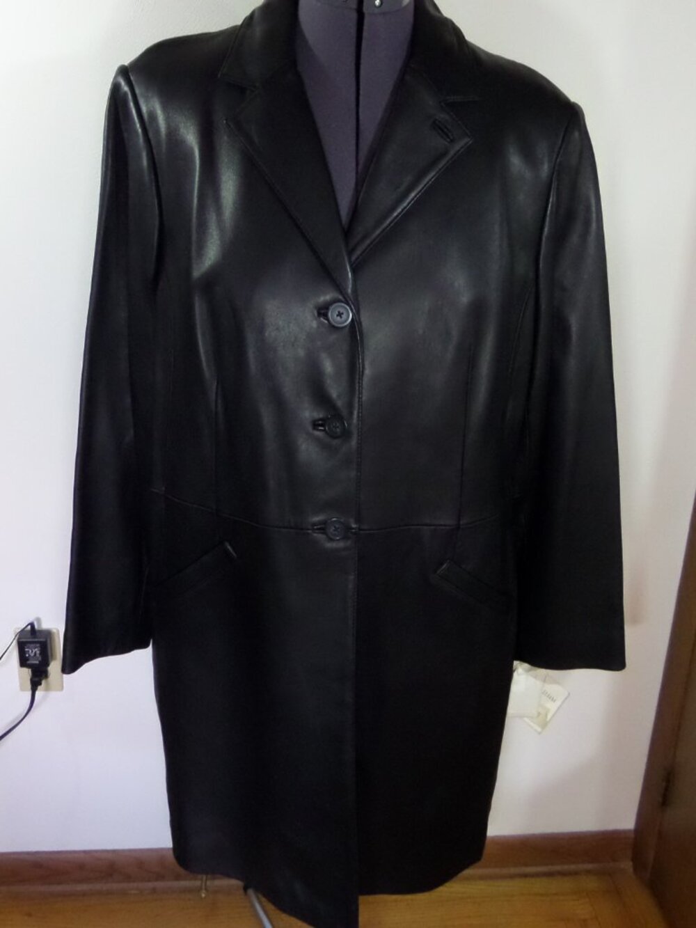 Preston & York Women's Black Lambskin Soft Leather Coat SZ XL NWT